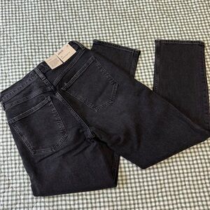 Agolde Black Mid Rise Straight Crop Jeans